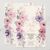 Waterverf Flowers Royal Wedding Kaart (Voorkant / Achterkant)