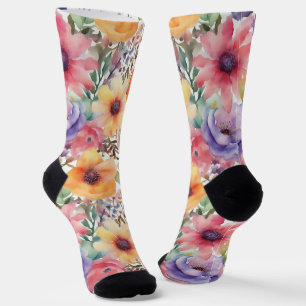 Waterverf Flowers Sokken