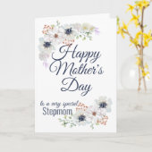 Waterverf Flowers Stepmamma Moederdag Kaart (Gele Bloem)