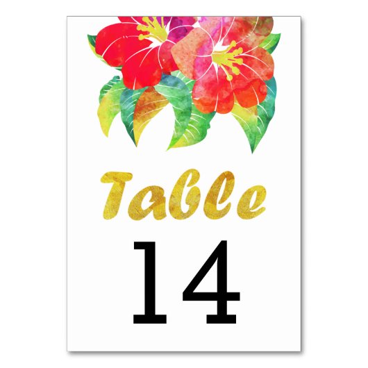 Waterverf Flowers Trouwtafel Nummer Kaart (Voorkant)