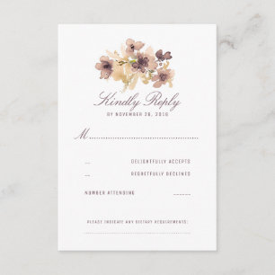 Waterverf Flowers Vintage Wedding RSVP