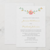Waterverf Flowers Wedding Invitations Kaart (Voorkant / Achterkant)