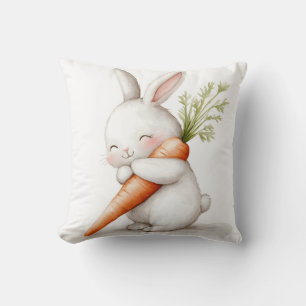 Waterverf Fluffy Konijn Wortel Liefde Kussen