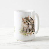  WATERVERF FLUFFY TABBY KITTENS KOFFIEMOK (Voorkant rechts)