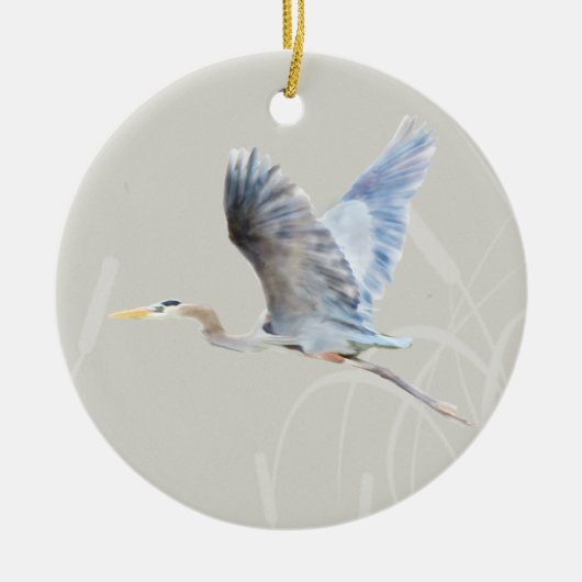 Waterverf Flying Blue Heron Keramisch Ornament (Voorkant)