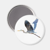 Waterverf Flying Blue Heron Magneet (Voorkant / Achterkant)