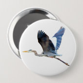 Waterverf Flying Blue Heron Ronde Button 4,0 Cm (Voorkant /achterkant)
