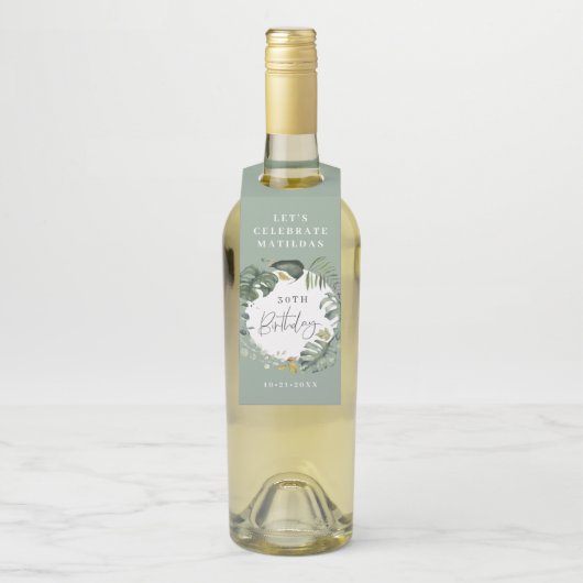 Waterverf foliage 30e verjaardag decor flessenhanger (Op fles)