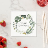 Waterverf foliage 50e bruiloft servet (Insitu)