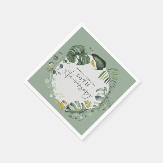 Waterverf foliage 50e bruiloft servet (Hoek)