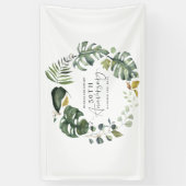 Waterverf foliage 50e bruiloft spandoek (Verticaal)