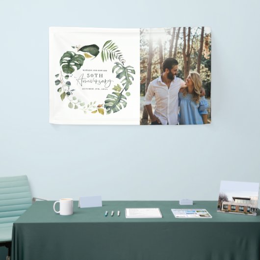 Waterverf foliage 50e bruiloft spandoek (Beurs)