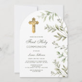 Waterverf Foliage Arch Eerste Communie Kaart (Voorkant)