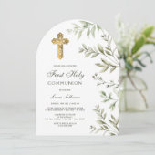 Waterverf Foliage Arch Eerste Communie Kaart (Staand voorkant)