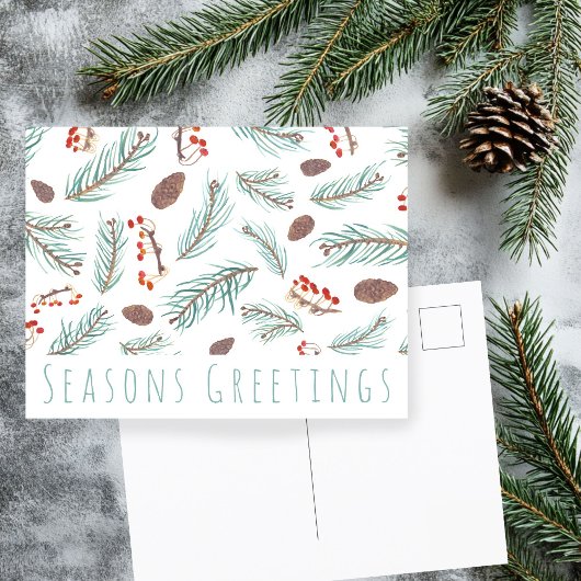Waterverf Foliage Botanische CUSTOM Christmas Briefkaart