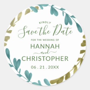 Waterverf Foliage Bruiloft Save the Date Stickers