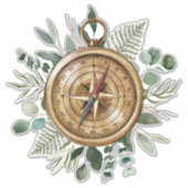 Waterverf Foliage Compass Sticker (Voorkant)
