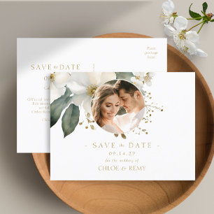 Waterverf Foliage Foto Bruiloft Save the Date Briefkaart