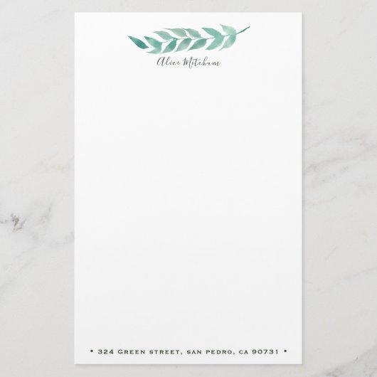 Waterverf Foliage ⎢Gepersonaliseerde briefpapier (Voorkant)