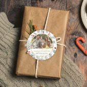 Waterverf Foliage Gold Script Foto Kerst Ronde Sticker