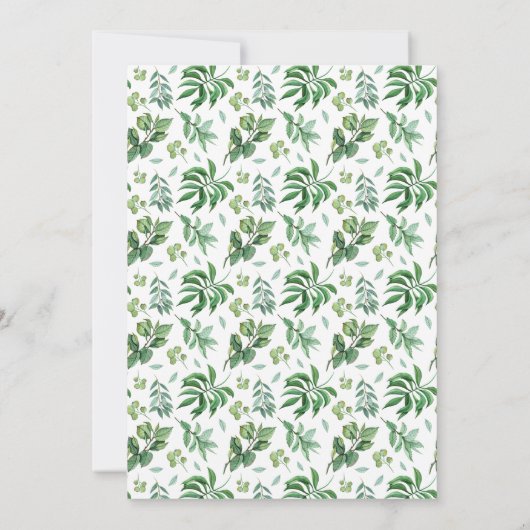 Waterverf Foliage Greenery Wedding Kaart (Achterkant)