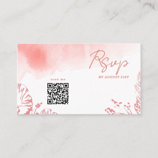 Waterverf Foliage Terracotta QR CODE Huwelijk RSVP Informatiekaartje (Voorkant)
