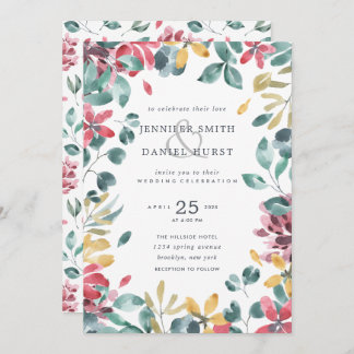 Waterverf Foliage Wedding Kaart