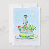 Waterverf Fontein met Doves Talavera bruiloft Kaart (Achterkant)