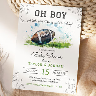 Waterverf Football Baby shower Uitnodiging