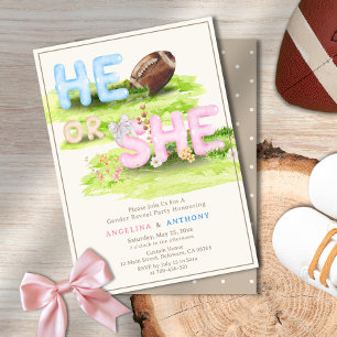 Waterverf Football Bow Hij of zij Gender Reveal Kaart