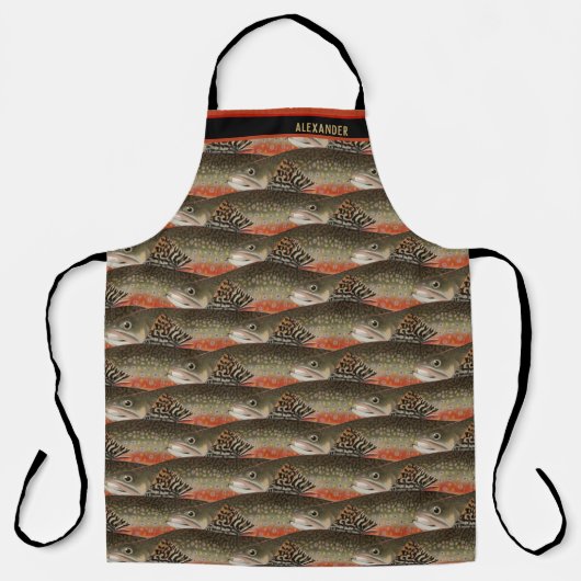 Waterverf forel patroon visser chef kok schort (Voorkant)