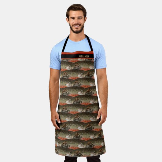 Waterverf forel patroon visser chef kok schort (Gedragen)