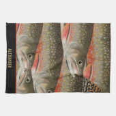 Waterverf forel patroon visser chef kok theedoek (Horizontaal)