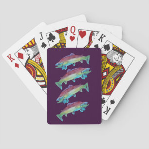 Waterverf forel pokerkaarten