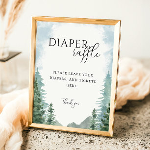 Waterverf Forest Baby shower Luier Raffle Sign Poster