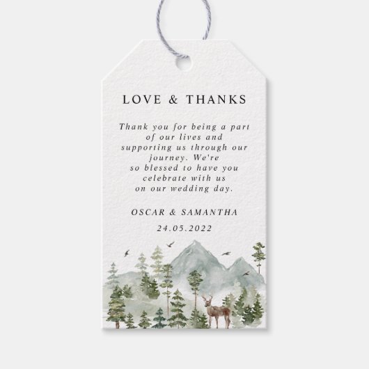 Waterverf Forest | Bomen en bier Cadeaulabel (Voorkant)