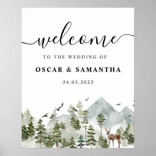 Waterverf Forest | Bomen en bier Poster (Voorkant)