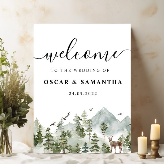 Waterverf Forest | Bomen en bier Poster