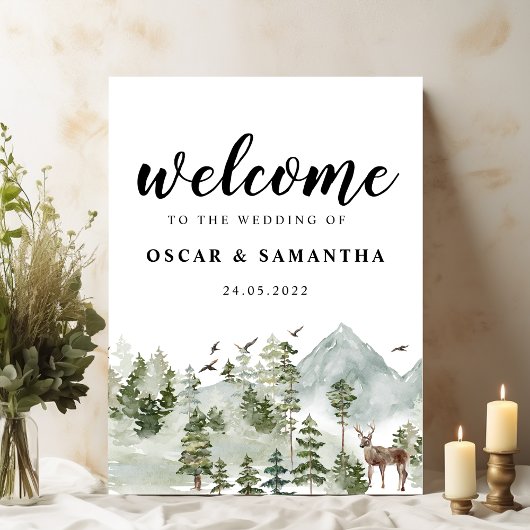 Waterverf Forest | Bomen en bier Poster