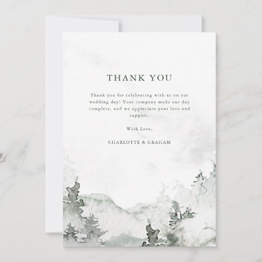 Waterverf Forest Dank u kaart (Voorkant)
