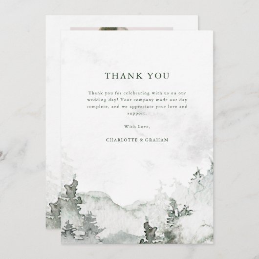 Waterverf Forest Dank u kaart (Voorkant / Achterkant)