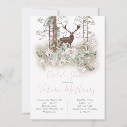 Waterverf Forest Deer Vrijgezellenfeest Kaart (Voorkant)