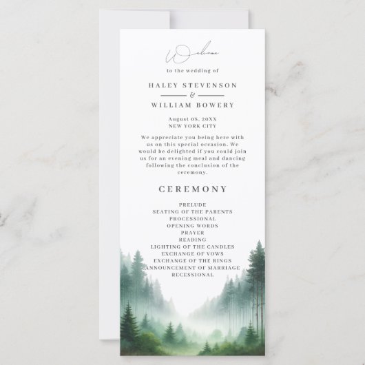 Waterverf Forest Destination Wedding Programma (Voorkant)