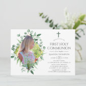 Waterverf Forest Greenery First Heilige Communie Kaart (Staand voorkant)