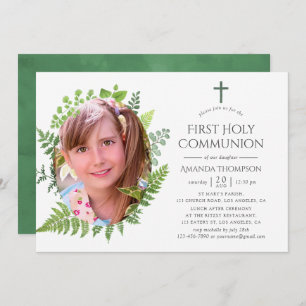 Waterverf Forest Greenery First Heilige Communie Kaart