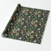 Waterverf Forest Greenery Mushrooms Berries Herfst Cadeaupapier (Uitgerold)