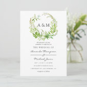 Waterverf Forest Greenery Wedding Invitation Kaart (Staand voorkant)