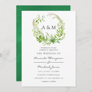 Waterverf Forest Greenery Wedding Invitation Kaart