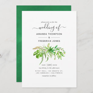 Waterverf Forest Greenery Wedding Kaart