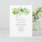 Waterverf Forest Greenery Wedding Kaart (Staand voorkant)